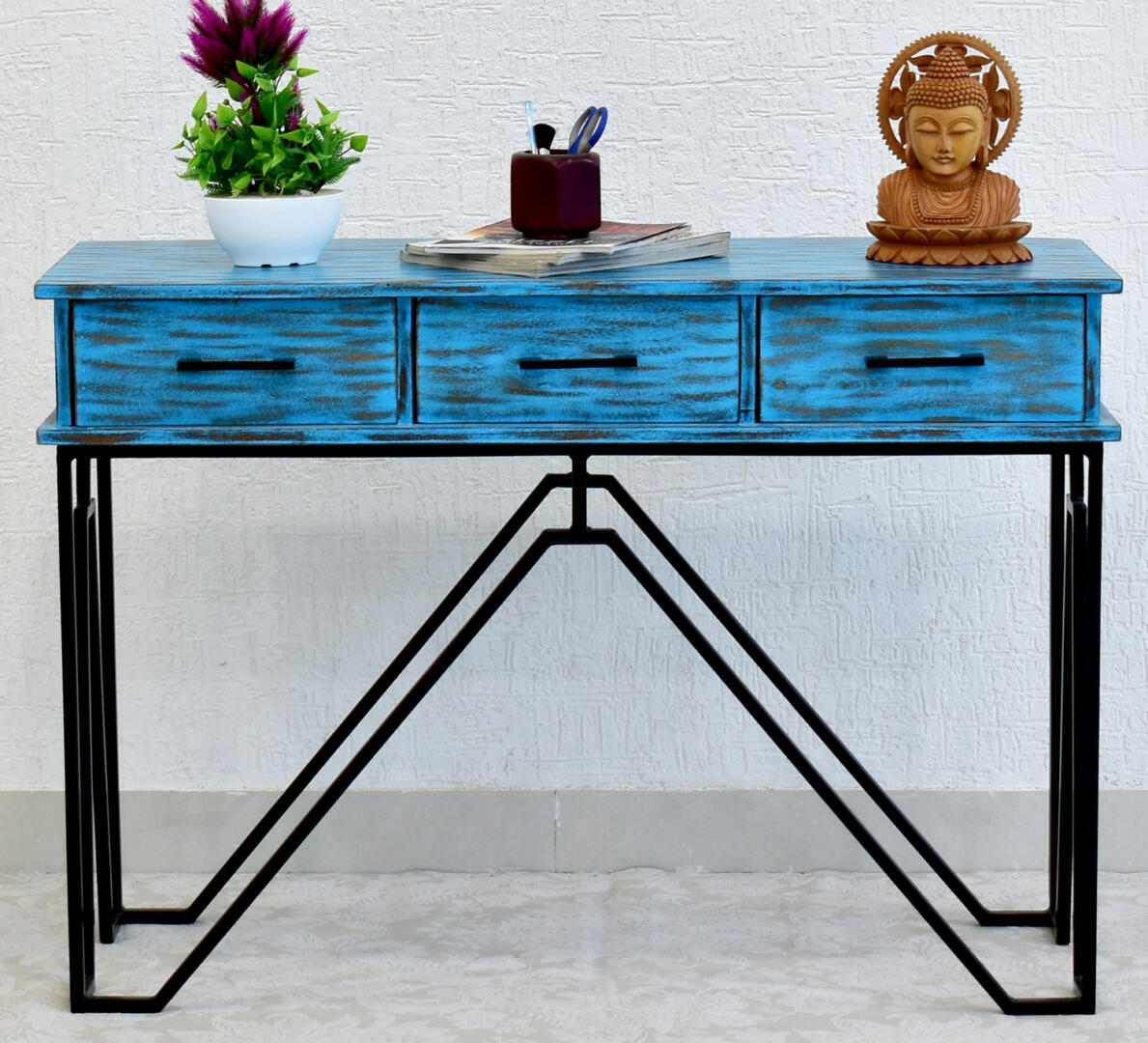 CASINO Console Hall Table-Rustic Blue